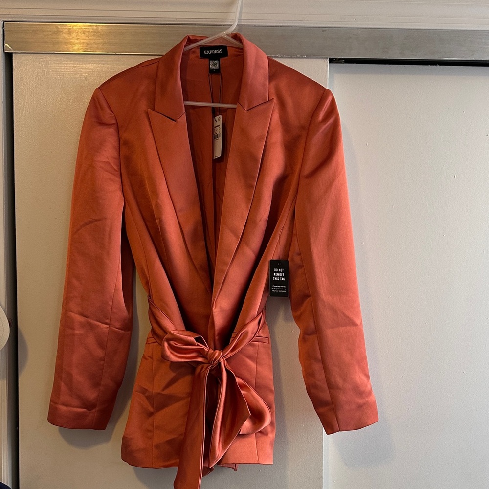 Express Women's Rust Blazer with Tie Waist